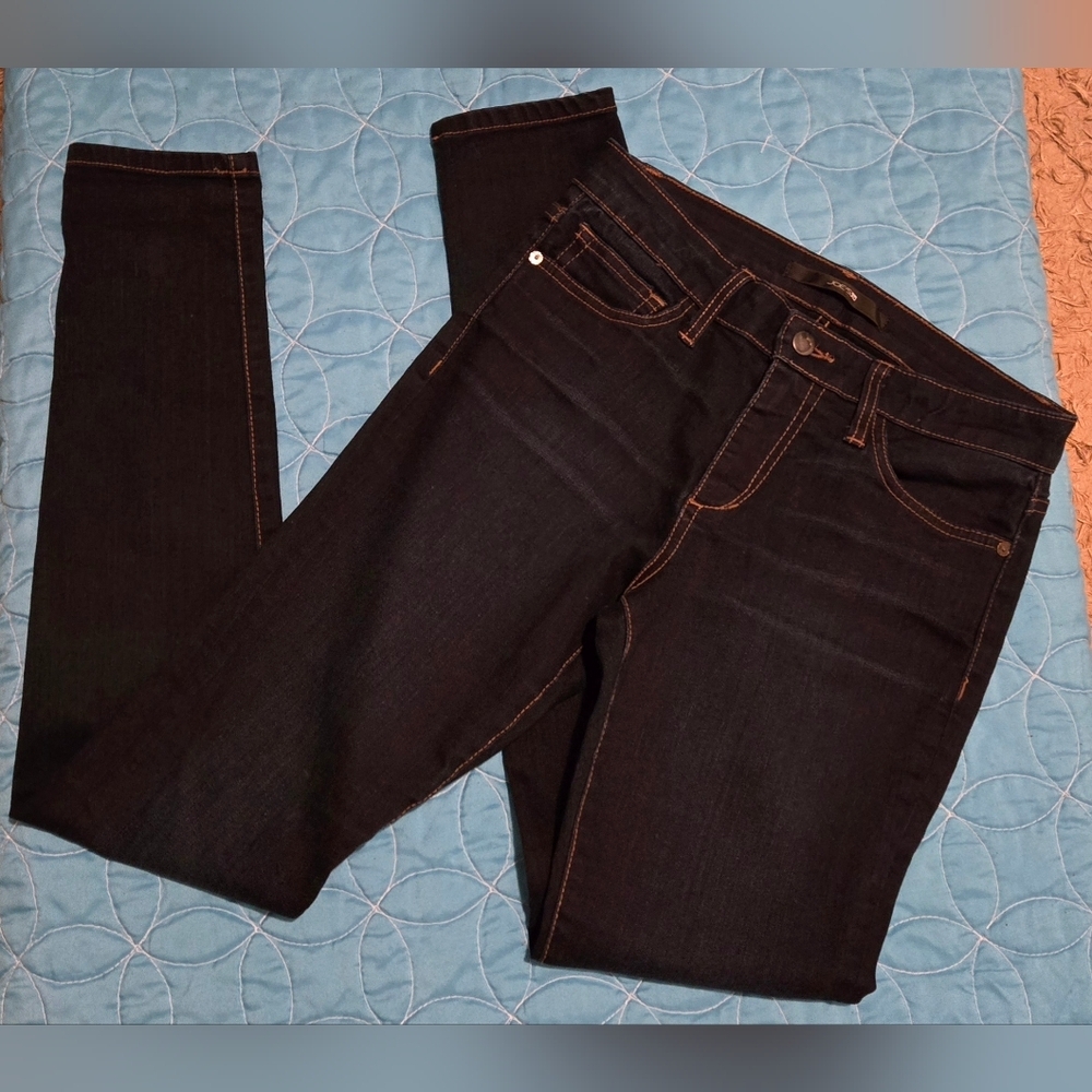 EC~Paige Verdugo Ankle Distressed Midrise Dark Blue Jeans - Picture 5 of 12